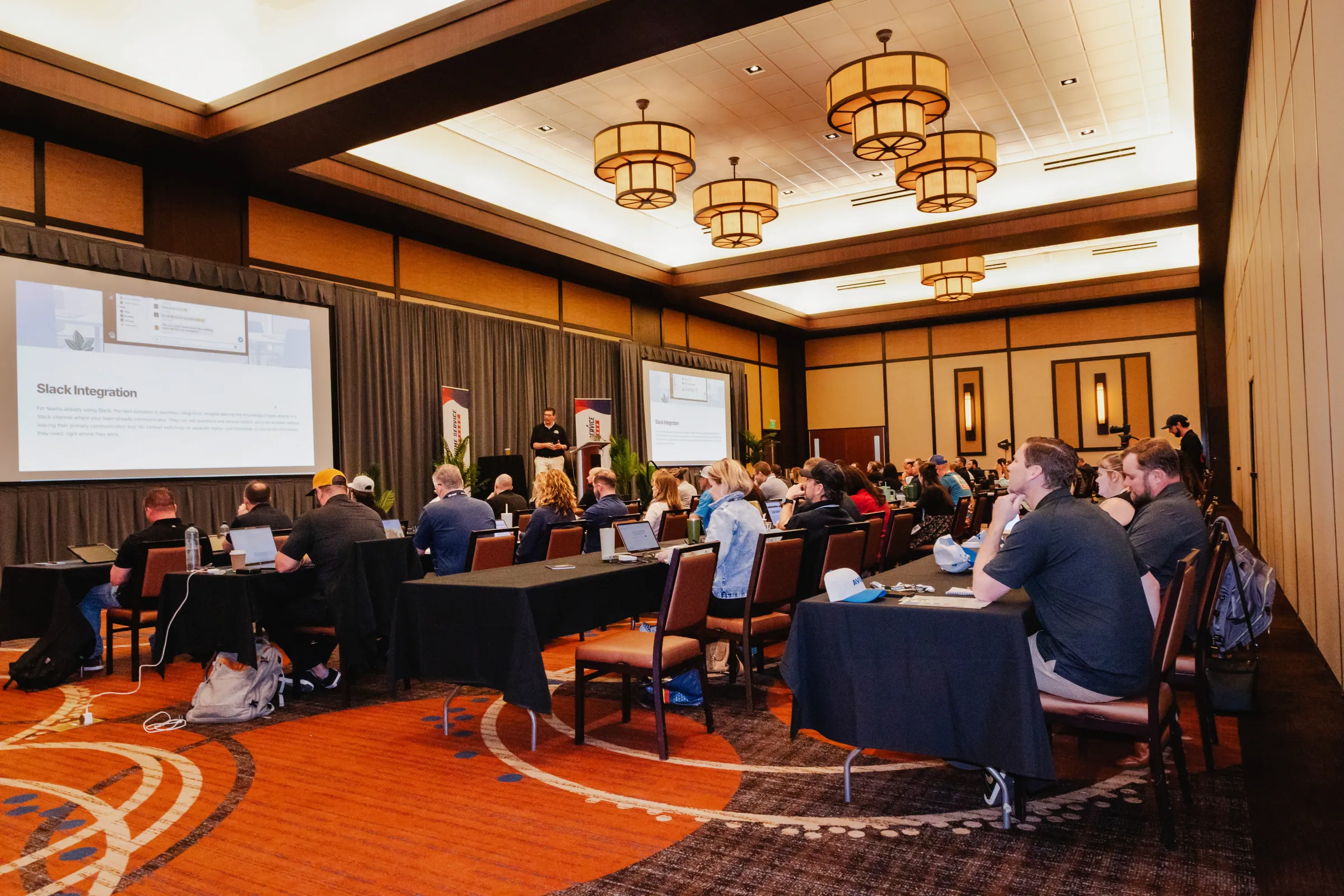 HSF members at a training session watching a presentation